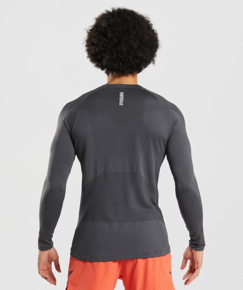 Koszulki Gymshark Apex Seamless Long Sleeve Męskie Ciemny Szare | PL 056DBT